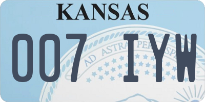KS license plate 007IYW