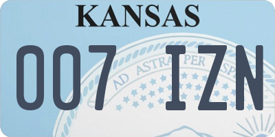 KS license plate 007IZN