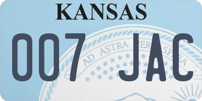 KS license plate 007JAC