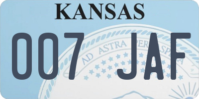 KS license plate 007JAF