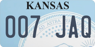 KS license plate 007JAQ