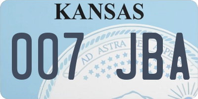 KS license plate 007JBA