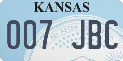 KS license plate 007JBC