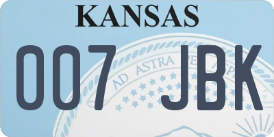 KS license plate 007JBK