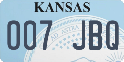 KS license plate 007JBQ