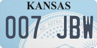 KS license plate 007JBW