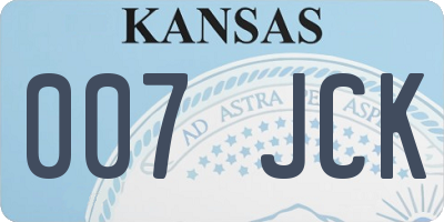 KS license plate 007JCK