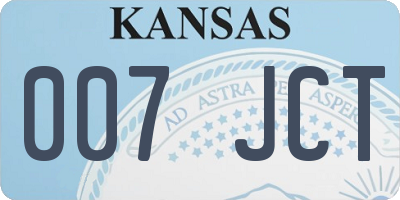 KS license plate 007JCT