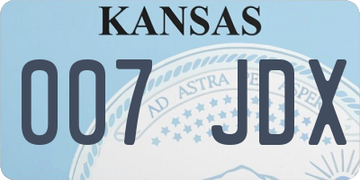 KS license plate 007JDX