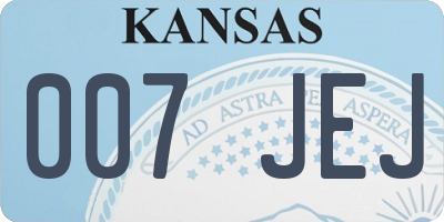 KS license plate 007JEJ