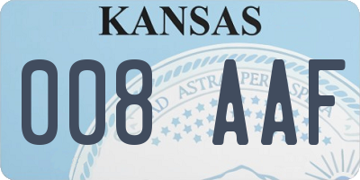 KS license plate 008AAF