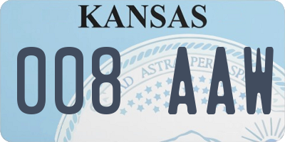 KS license plate 008AAW