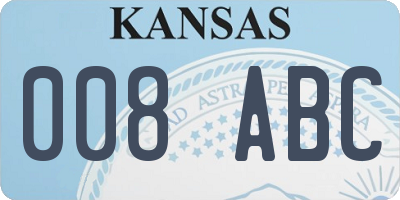 KS license plate 008ABC