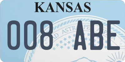 KS license plate 008ABE