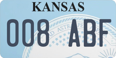 KS license plate 008ABF