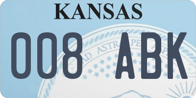 KS license plate 008ABK