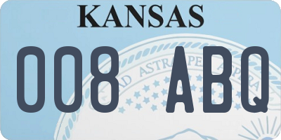 KS license plate 008ABQ