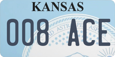 KS license plate 008ACE
