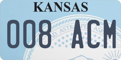 KS license plate 008ACM