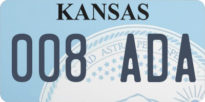 KS license plate 008ADA