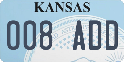 KS license plate 008ADD
