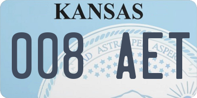 KS license plate 008AET