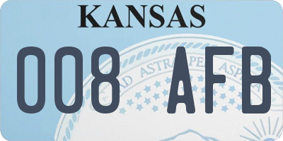 KS license plate 008AFB