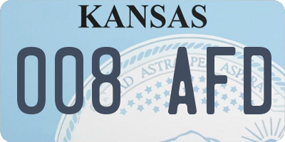 KS license plate 008AFD