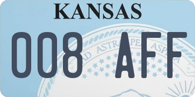 KS license plate 008AFF