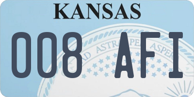 KS license plate 008AFI