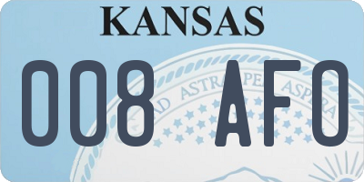 KS license plate 008AFO