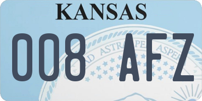 KS license plate 008AFZ
