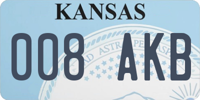 KS license plate 008AKB