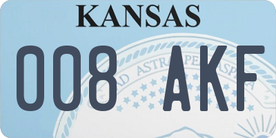 KS license plate 008AKF
