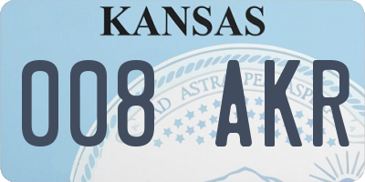 KS license plate 008AKR