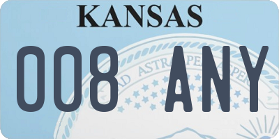 KS license plate 008ANY