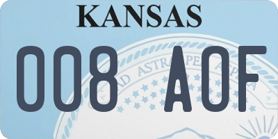 KS license plate 008AOF