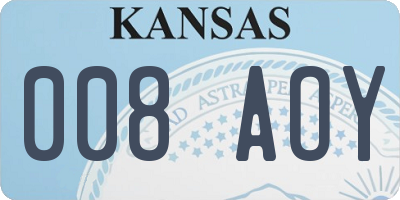 KS license plate 008AOY