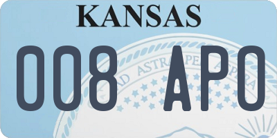 KS license plate 008APO