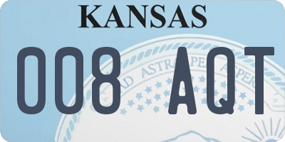 KS license plate 008AQT