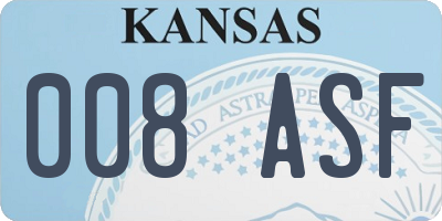 KS license plate 008ASF