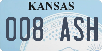 KS license plate 008ASH