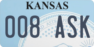KS license plate 008ASK