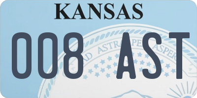 KS license plate 008AST