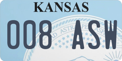 KS license plate 008ASW