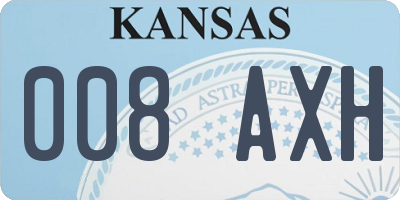 KS license plate 008AXH