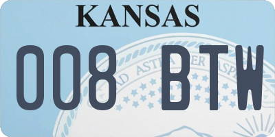 KS license plate 008BTW