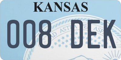KS license plate 008DEK