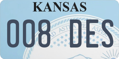 KS license plate 008DES
