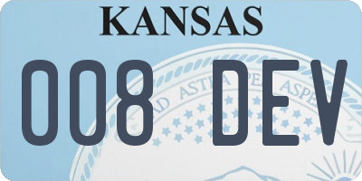 KS license plate 008DEV